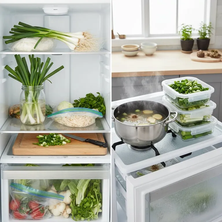 대파 보관법 냉동 vs 냉장 비교, 무르지 않고 한 달 동안 싱싱하게 먹는 소분 노하우와 뿌리 활용 육수 내기